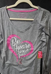 Made For Life Breast Cancer Be Aware Save A Pair Graphic Womens XL - Picture 1 of 3