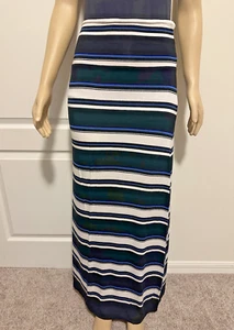 LADIES SIZE SMALL MAX STUDIO FULL LENGTH MAXI BLACK, WHITE & BLUE SKIRT - EUC - Picture 1 of 8
