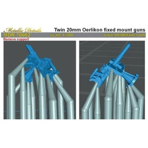 Metallic Details MDR70002 Scale kit 1:700 Twin 20mm Oerlikon fixed mount guns - Picture 1 of 24
