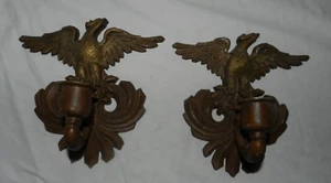 Sexton Eagle Wall Candle Holder Pair Vintage Bronze / pot metal - Picture 1 of 7