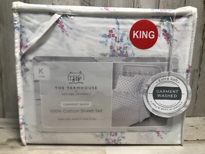 Rachel Ashwell Shabby Chic The Farmhouse Cotton Pink Floral 4 Pc. KING Sheet Set - Image 1 of 4