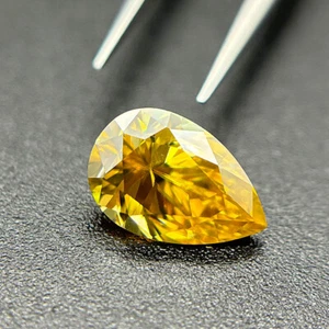 5x7~7x10mm Yellow Color VVS1 Pear Cut Moissanite Stone With GRA Certificate - Picture 1 of 9