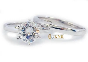 IGI CERTIF 14K SOLID WHITE GOLD ROUND CUT DIAMOND ENGAGEMENT RING SOLITAIRE 1.20 - Picture 1 of 10