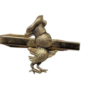 Jolle Chef Chik Tie Clip Gold Plated 1940s Men Accessories Vintage Signed - Picture 1 of 6