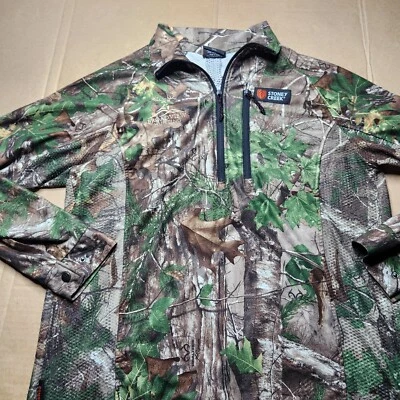 Stoney Creek Mens Medium Quarter Zip Vented Shirt Realtree Camo Hunting - Image 1 of 4