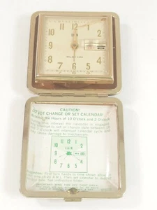 Vtg Elgin Day & Date Calendar Travel Alarm Clock Japan Parts Repair - Picture 1 of 12