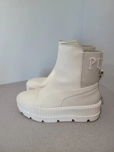 Puma X Fenty Rihanna Chelsea Sneaker Boots Platform Leather Cream Size 7 GUC - Picture 1 of 12