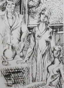Vintage print abstract portrait figures - Imagen 1 de 8