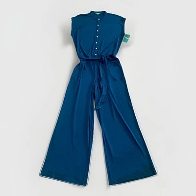 Nuevo con etiquetas Mono Lauren Ralph Lauren Azul Marino con Cinturón Talla L Dorado Logo Botones Manga Gorra Foto 1 de 4