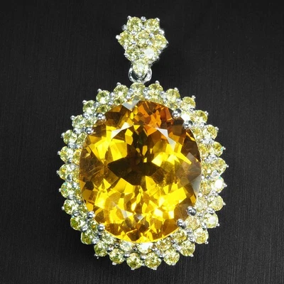Colgantes de plata de ley 925 citrino dorado amarillo 28,70 quilates hechos a mano Black Friday Foto 1 de 4