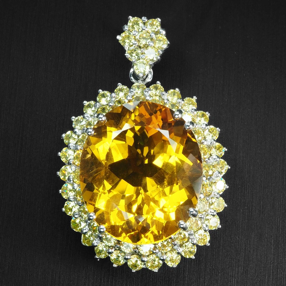 Colgantes de plata de ley 925 citrino dorado amarillo 28,70 quilates hechos a mano Black Friday Foto 1 de 4