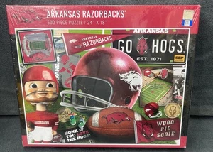 New Arkansas Razorback 500 Pc Puzzle W Helmet, Bear & Banners - Picture 1 of 7