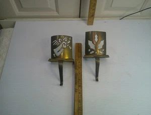 Vintage Messing Weihnachten Strumpfhalter Aufhänger 2er Set - Bild 1 von 2