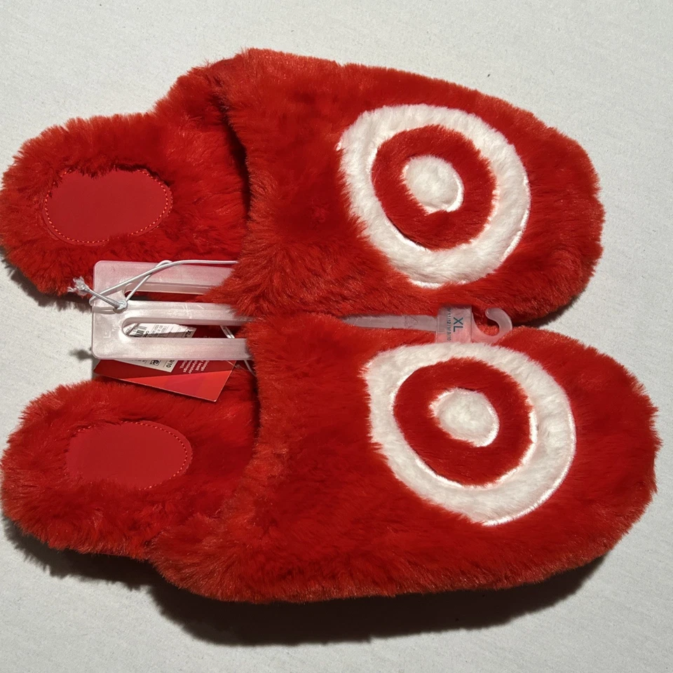 Zapatillas Target Hombres 9 Mujeres 11 Sin Cordones Mules Zueco Pisos Rojo Blanco Logo Vacaciones Foto 1 de 4