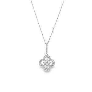 14ct White Gold 0.75ct Diamond Pendant & Necklace - 18" - 4.8g - Picture 1 of 6