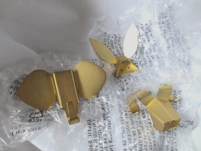 pottery barn antique brass animal wall hooks, hangers set/3 NIB ram, bunny, elep - Image 1 of 4