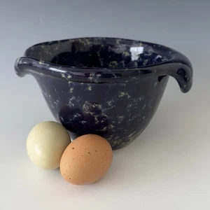 Bennington Potters BLAUER ACHAT Teigschüssel mit Griff Ausgießer🍁Made in Vermont - Bild 1 von 10