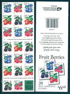 US 3297b Fruit Berries, Complete Booklet/20, Self Adhesive, Mint NH - Picture 1 of 1