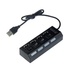 USB 2.0 4 Port Power On/Off Switch LED Hub for PC Laptop Notebook BK