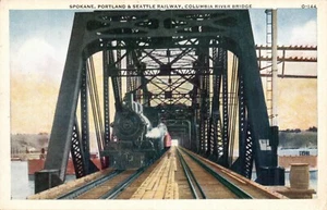 POSTKARTE SPOKANE PORTLAND & SEATTLE COLUMBIA RIVER BRIDGE - Bild 1 von 2