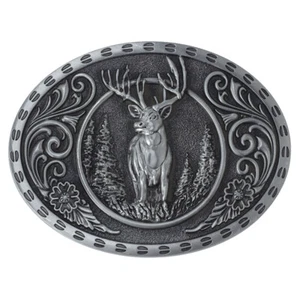 Animal Deer Belt Buckle Western Cowboy Native American Motorcyclist (DER-07-S) - Picture 1 of 2