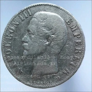 FRANCE 5 FRANCS 1856 D LYON FRENCH SILVER COIN GENUINE MONEY NAPOLEON III EMPIRE - Picture 1 of 3