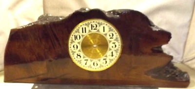 Rare 1970 large Vintage Folk Art Natural Wood Burl Tree Wall Clock glazed Finish - Image 1 of 4