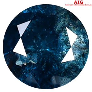 0,92 ct FABULOSO REDONDO CERTIFICADO AIG (6 X 6 MM) DIAMANTE AZUL VIVO GENUINO - Imagen 1 de 4
