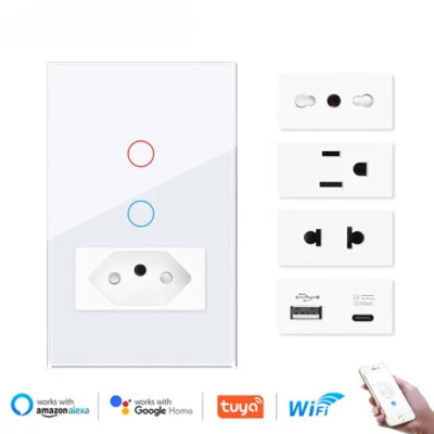 Tuya wifi smart switch and sockets BR US, 118*72mm Tempered , Touch switch - Image 1 of 4