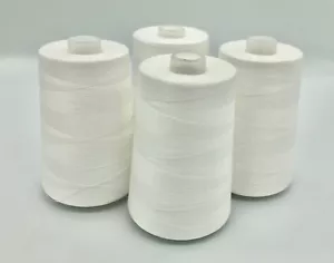 4 Off White 6000 Yards Cones Tex 27 Polyester Thread All-purpose General Sewing - Picture 1 of 6