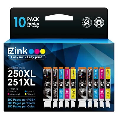 E Z Ink Compatible Canon PGI 250XL CLI 251XL Ink Cartridges 10 Pack - Image 1 of 4