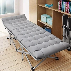 Single Folding Bed Camping Travel Heavy Duty Adult Lightweight With Mattress UK - Picture 1 of 12