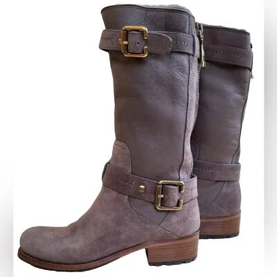 PVPUS2.250 Christian Dior Marrón Gamuza Media Pantorrilla Botas de Moto Forradas de Piel EU38.5 US8.5 Foto 1 de 4