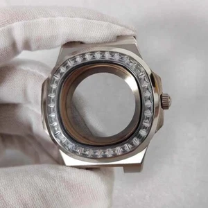 Caja de reloj 41 mm con diamantes Nautilus + correa + manecillas literales movimiento NH35/36 - Imagen 1 de 32