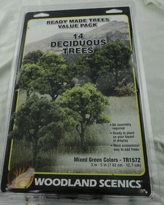 WoodlandScenics ReadyMade Deciduous Green Tree Assortment 3"-5" Tall TR1572 14pc - Picture 1 of 3