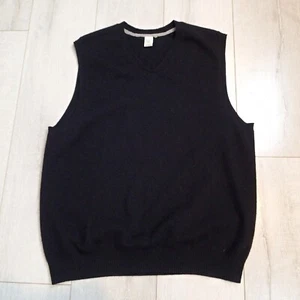 KINROSS 100% CASHMERE Men's Sz Large black V-Neck Sleeveless Sweater Vest L - Picture 1 of 11