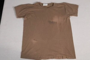 Vintage US Military Brown Undershirt Quarter Sleeve T-Shirt Large - Lally - Picture 1 of 8
