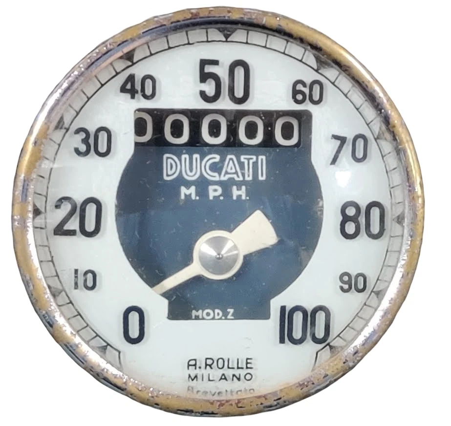 VELOCÍMETRO DUCATI MONOALBERO 98 100 125 160 175 200 250 A. ROLLE MILANO 60MM - Imagen 1 de 4