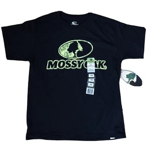 NEW Mossy Oak Boy’s Sz Y Medium Black Short Sleeve Tee Shirt - Picture 1 of 3