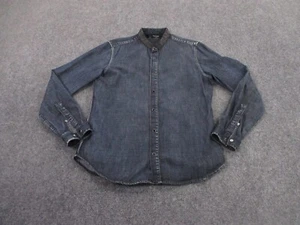 Kooples Shirt Men M Denim Western Pearl Snap Fitted Cowboy Rodeo Grunge Adult - Picture 1 of 10