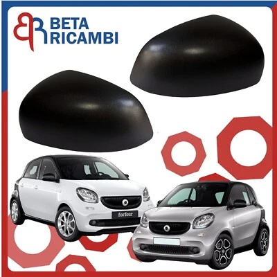 Calotte Specchietti Smart 453 ForTwo ForFour Copertura Retrovisore Nero Dx Sx - Immagine 1 di 4