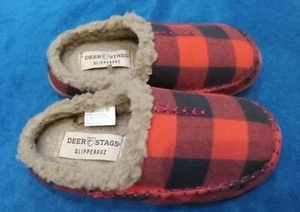 Deer Stags Slipperooz Red & Black Check Shearling Little Nordic Boys Size 3M - Picture 1 of 6