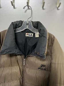 VTG Fila Down Puffer Jacket Men’s XXL Brown Streetwear Y2K Baggy - Picture 1 of 13