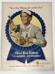 Vintage Print Ad 1947 Pabst Blue Ribbon Beer Maid Eddie Cantor NBC Radio Promo - Picture 1 of 9