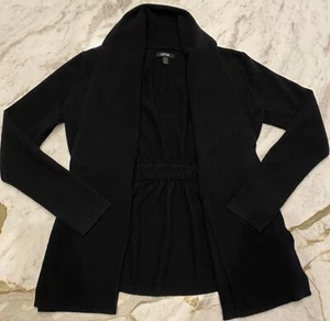 Apt. 9 Drape Open Front Cardigan Cinched Back Women's Size Petite Medium Black - Picture 1 of 8