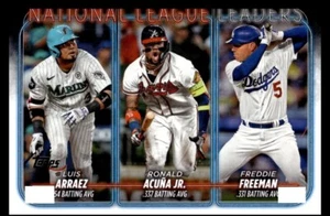 2024 Topps #206 Luis Arraez / Ronald Acuña Jr. / Freddie Freeman Natl Ldrs - Picture 1 of 2