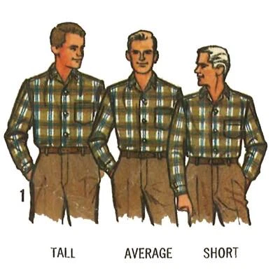 1960s Pattern, Men's Proportioned Shirt - Chest=Neck 14.5” (36.8cm) - Image 1 of 4