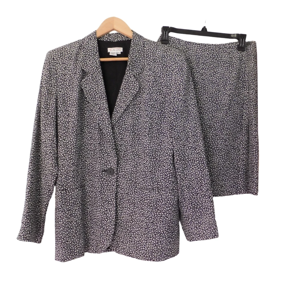 Falda Blazer Vintage Talbots Mujer 2 Piezas Negro Blanco Forrado Rayón Talla 4 Foto 1 de 4