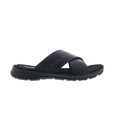 Rockport Darwyn Cross Band CI5686 Mens Black Wide Slides Sandals Shoes 7 - Image 1 of 4