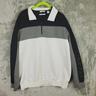 Calvin Klein 柔软触感抓绒 1/4 拉链套衫运动衫成人 XL — 第 1/4 张图片